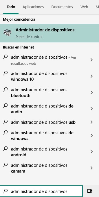 administrador de dispositivos buscar infocomputer